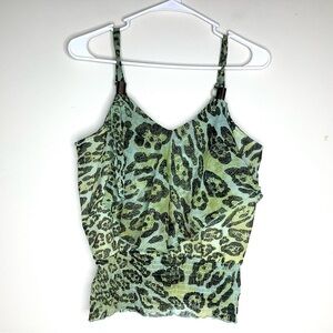 < Y2K New Glory Green Leopard Print Tank Top >